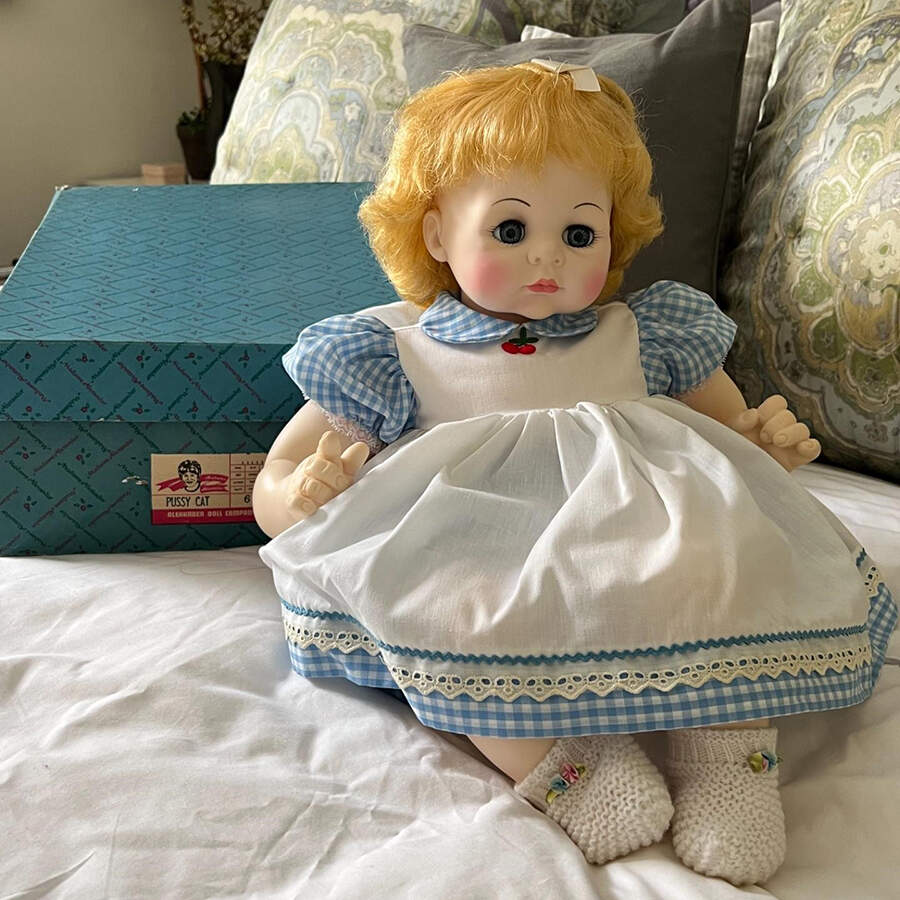 Babies-Doll Pussy Cat-Blue Gingham Dress - Boxed by Madame Alexander-1
