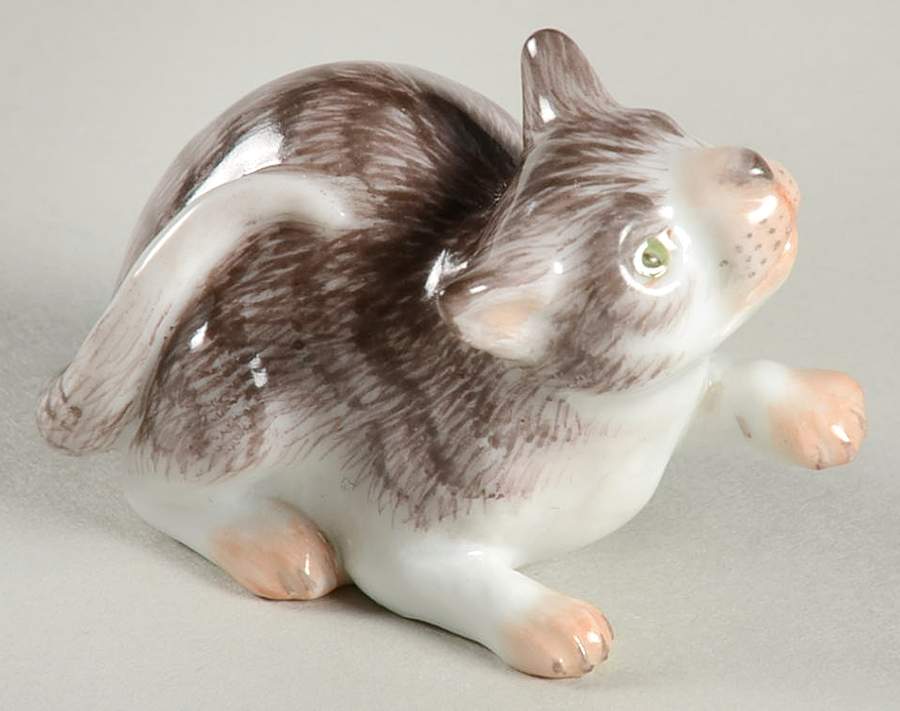 Meissen Figurines & Giftware Miniature Tabby Cat - No Box by Meissen (Germany)-1