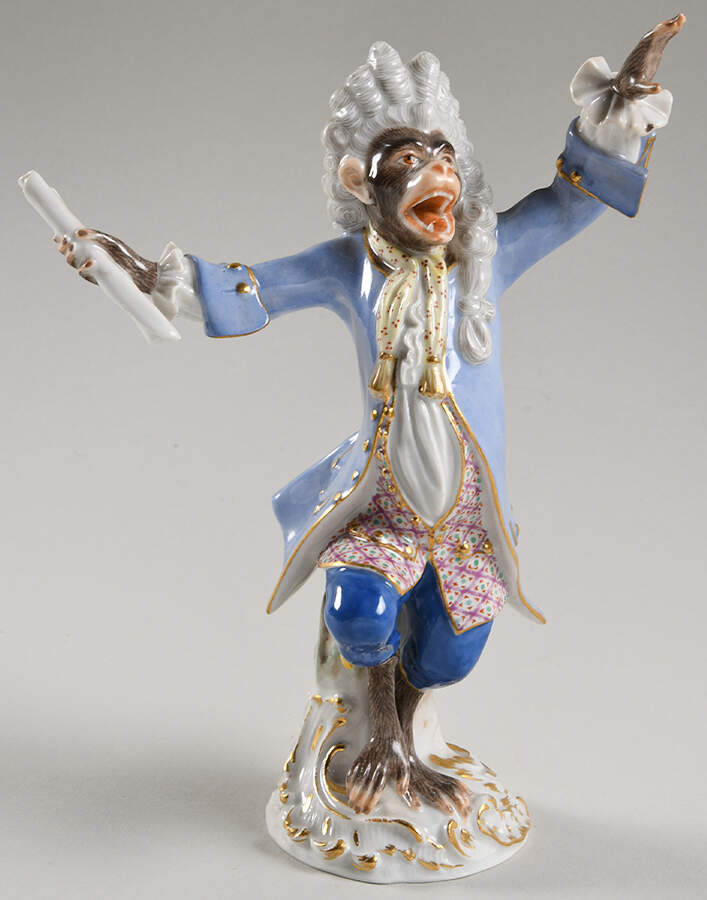Monkey Band-Meissen Conductor - Blue Coat - No Box by Meissen (Germany)-1