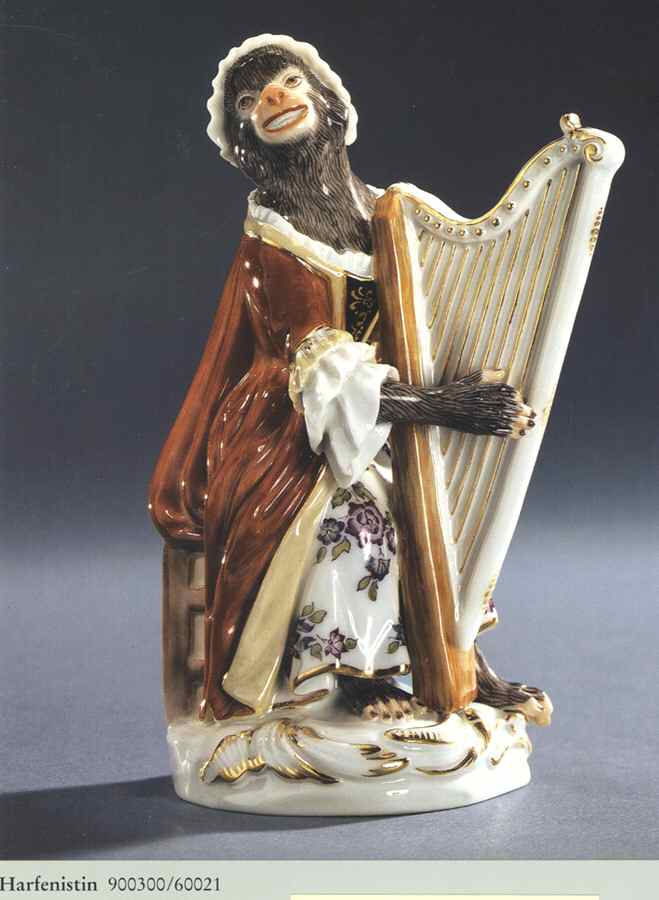 Monkey Band-Meissen Harpist - No Box by Meissen (Germany)-1
