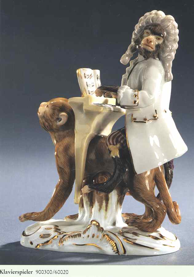 Monkey Band-Meissen Piano Player - No Box by Meissen (Germany)-1