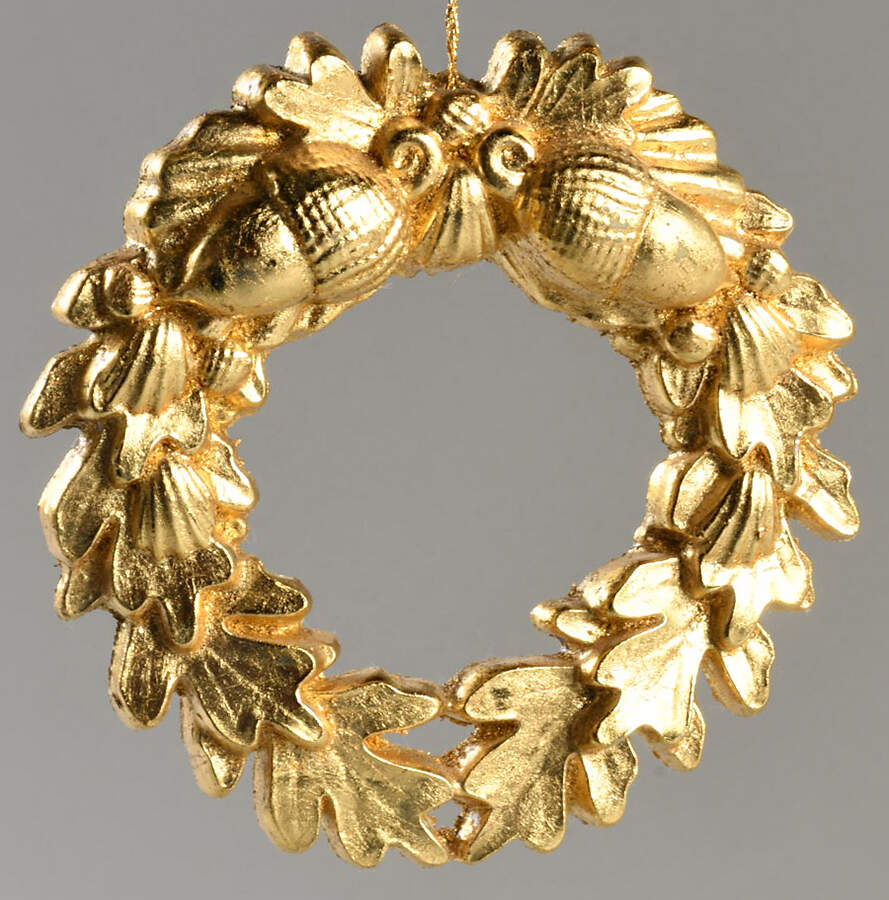 Margaret Furlong Ornaments Oak And Acorn Wreath-Gold - Boxed by Margaret Furlong-1