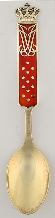 Michelsen Commemorative Spoon Anniversary King Frederik & Ingrid - No Box by Anton Michelsen-1