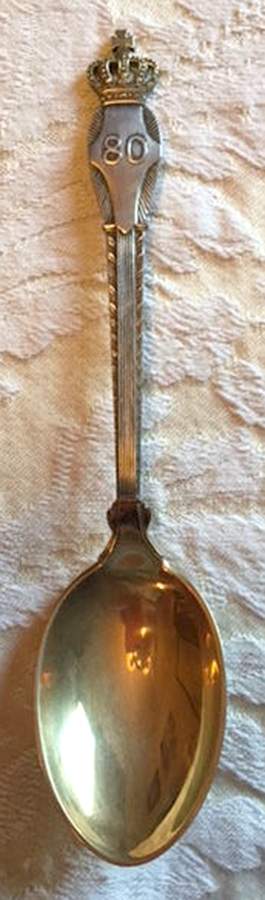Michelsen Commemorative Spoon Christian Ix 80th Year - No Box by Anton Michelsen-1