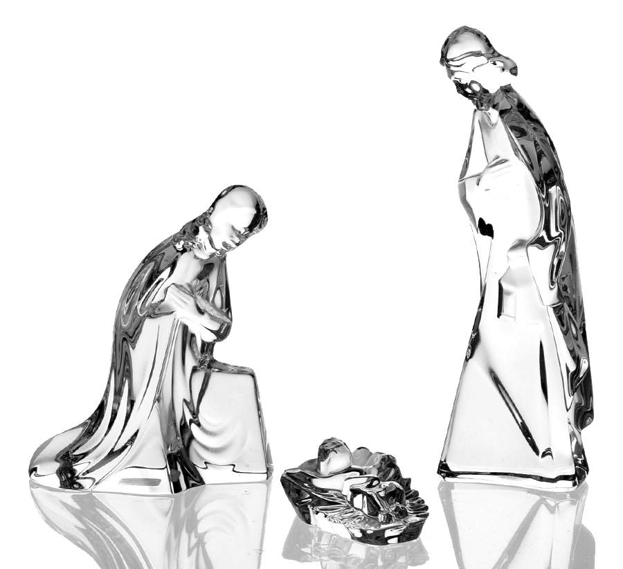 Nativity-Crystal Holy Family-Set Of 3-Small - Boxed by Mikasa-1