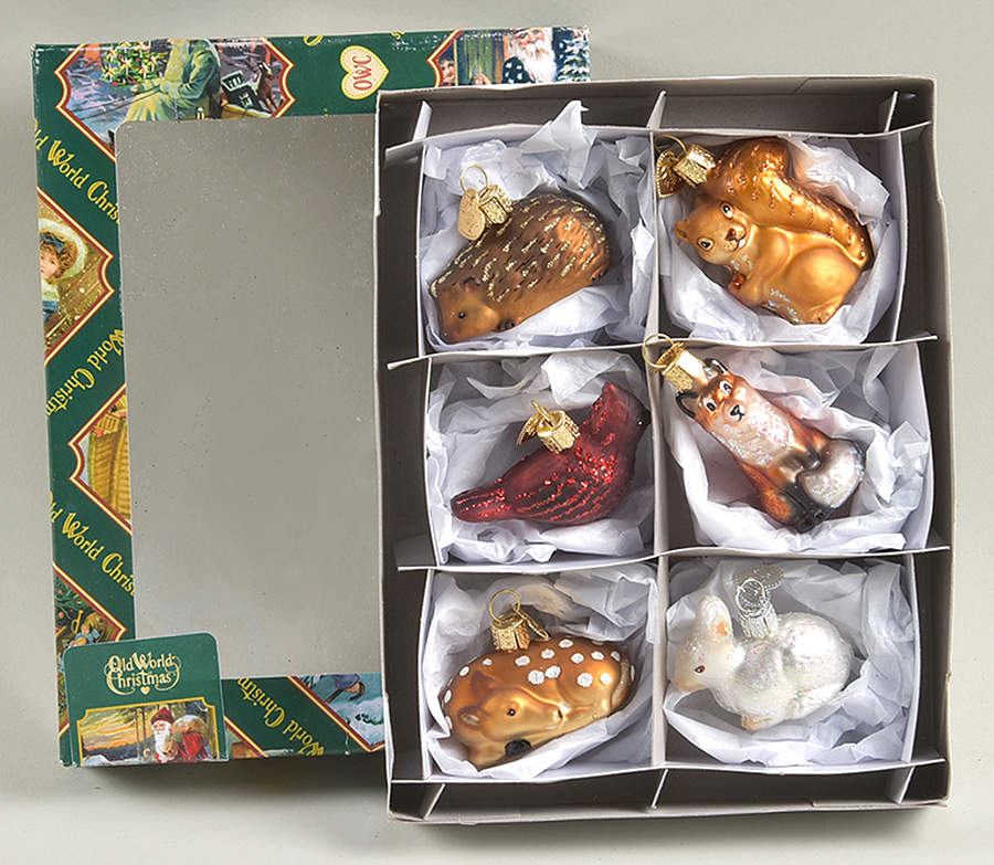 Animals 6 Pc Mini Woodland  Animal Set - No Box 525 by Old World Christmas (Newer)-1