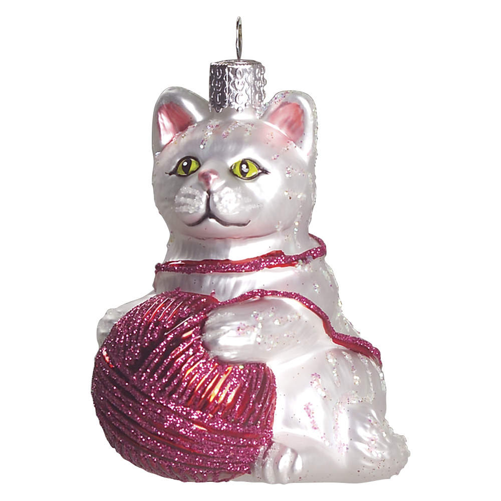 Animals Playful Kitten-White - No Box by Old World Christmas (Newer)-1