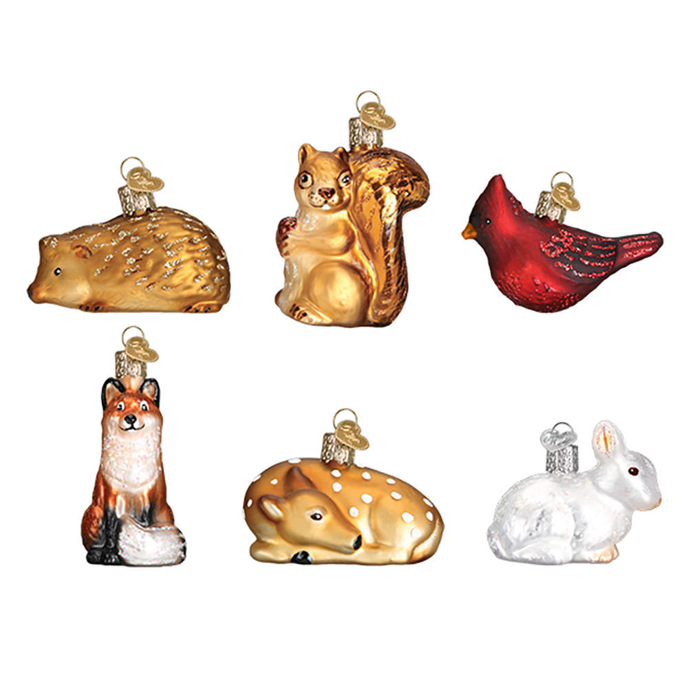 Animals 6 Pc Mini Woodland  Animal Set - No Box 525 by Old World Christmas (Newer)-1