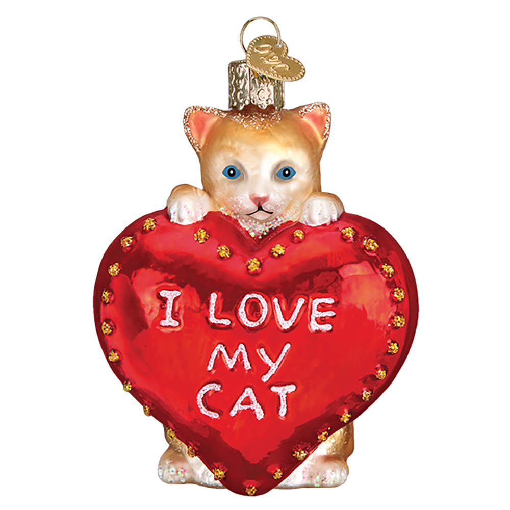 Old World Christmas Heart -  I Love My Cat - No Box Nb2728 by Old World Christmas (Newer)-1