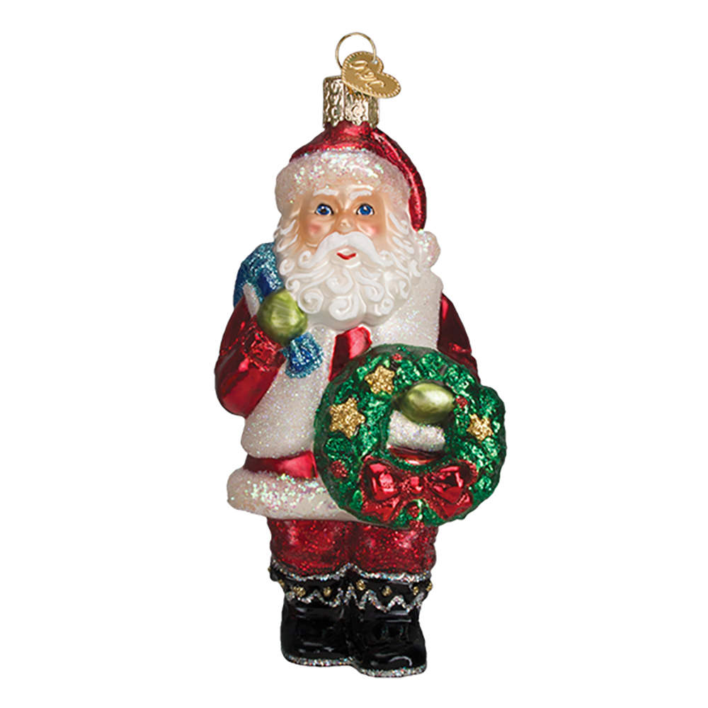 Old World Christmas Santa With Wreath - No Box Nb2300 by Old World Christmas (Newer)-1