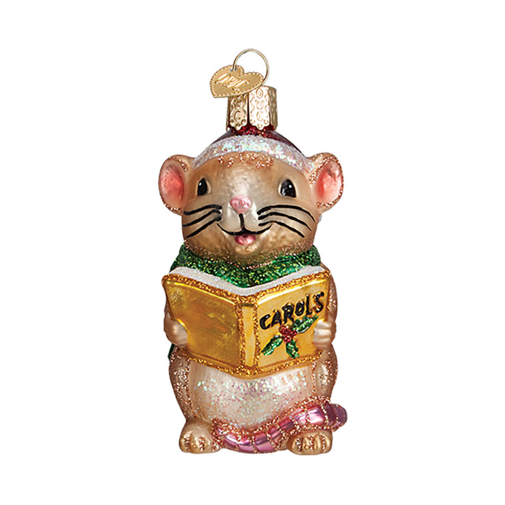 Old World Christmas Caroling Mouse-Brown - No Box Nb2205 by Old World Christmas (Newer)-1