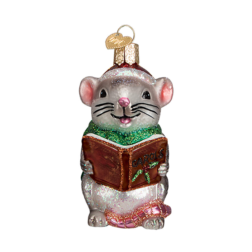 Old World Christmas Caroling Mouse-Gray - No Box Nb2204 by Old World Christmas (Newer)-1
