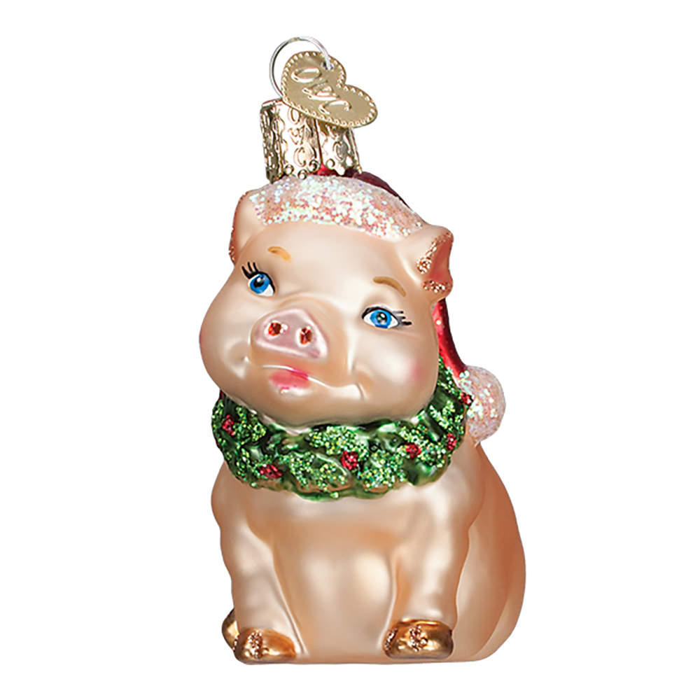 Old World Christmas Holly Pig - No Box Nb2071 by Old World Christmas (Newer)-1