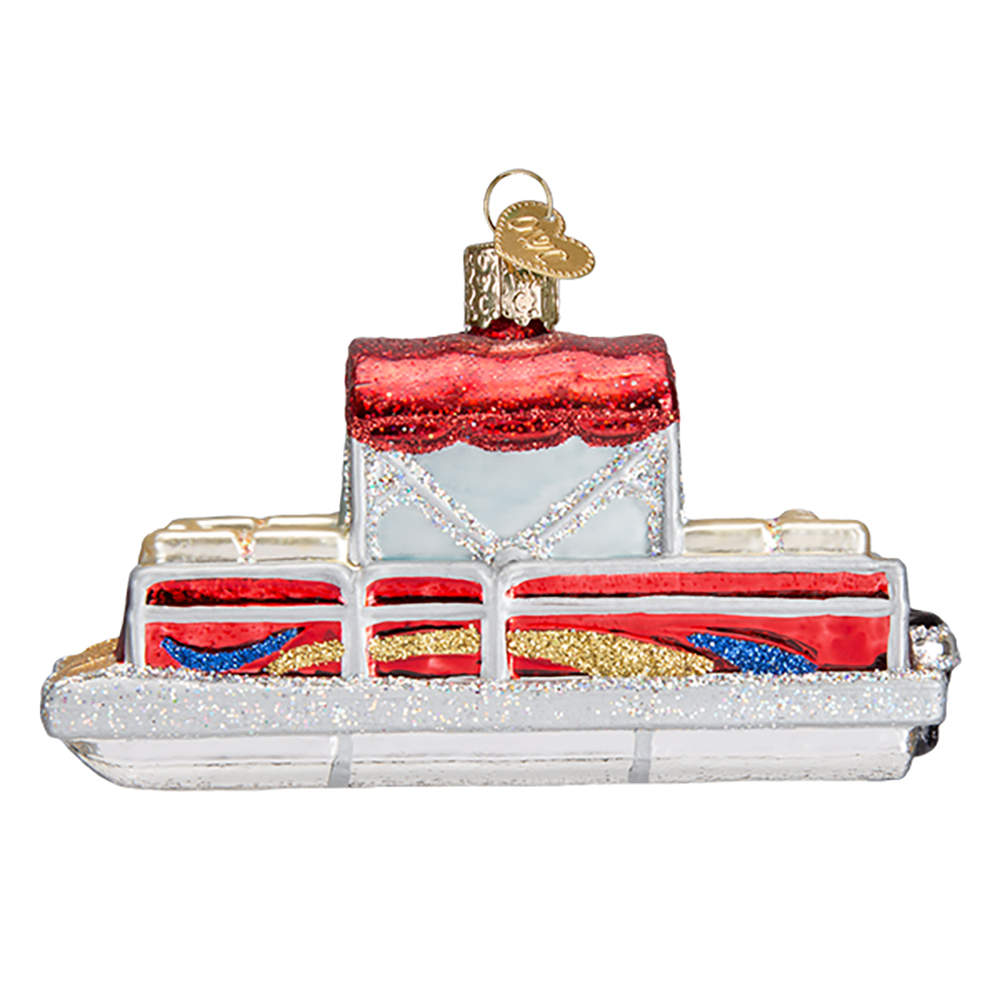 Old World Christmas Pontoon Boat - No Box Nb2419 by Old World Christmas (Newer)-1