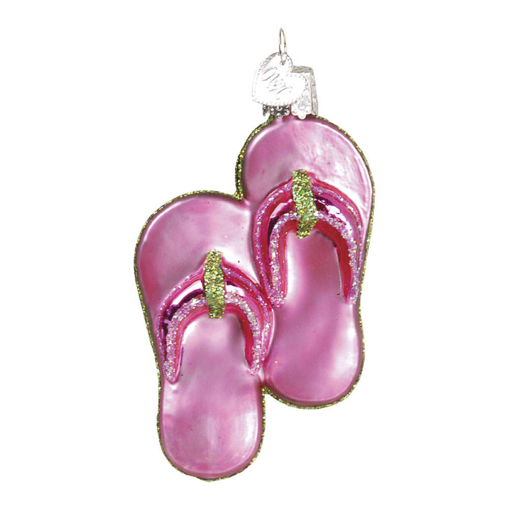 Clothing & Footwear - Fashion Flip Flops Pink - No Box 73a by Old World Christmas (Newer)-1
