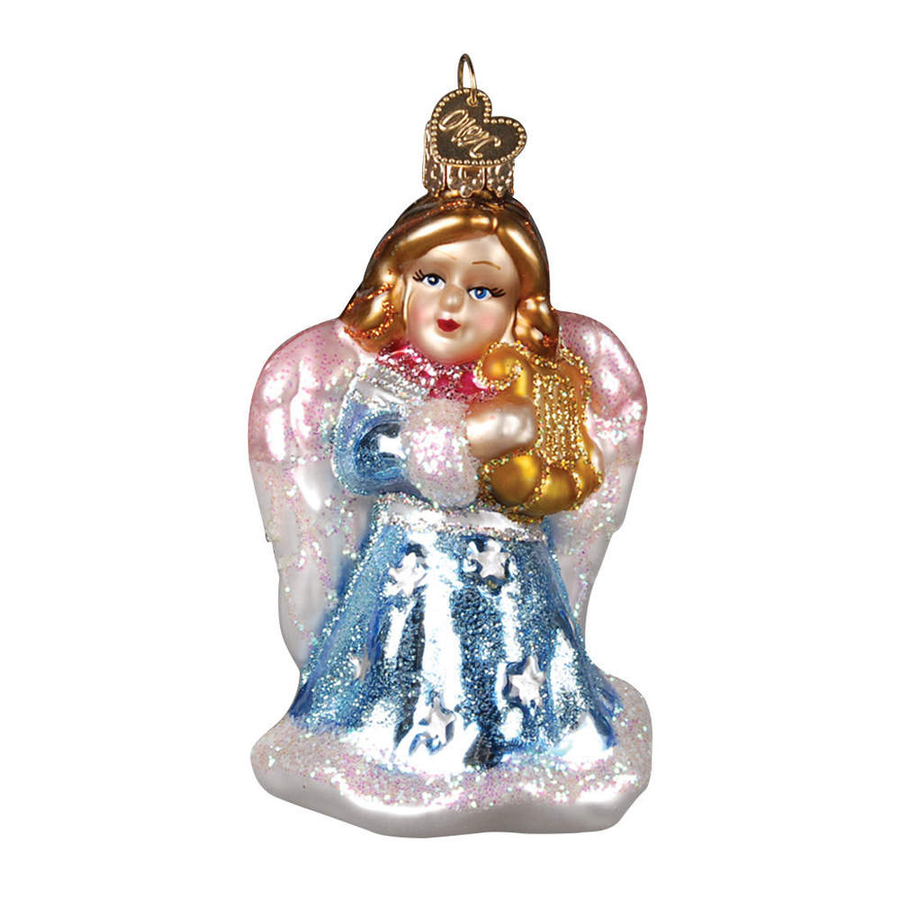 Angels Angel With Lyre-Blue - No Box by Old World Christmas (Newer)-1