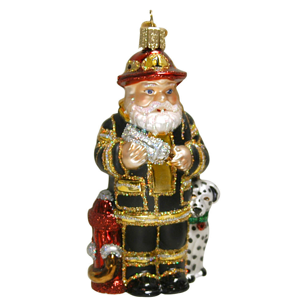 Old World Christmas Fireman Santa-Black - Nb698, No Box by Old World Christmas (Newer)-1