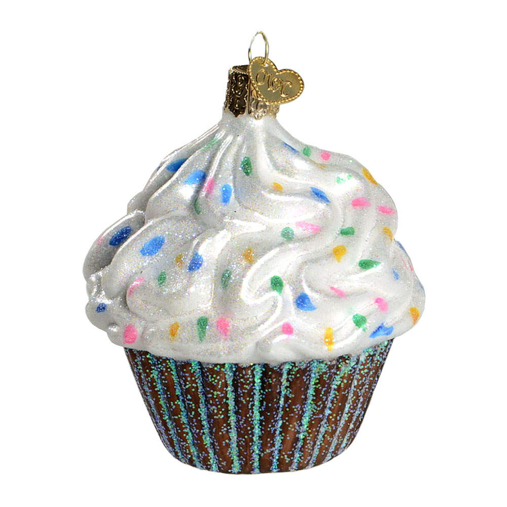 Old World Christmas Chocolate Cupcake - White - No Box Nb2112 by Old World Christmas (Newer)-1