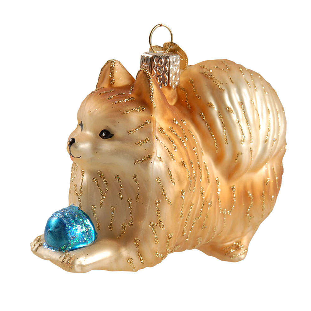 Animals Pomeranian With Ball - No Box by Old World Christmas (Newer)-1