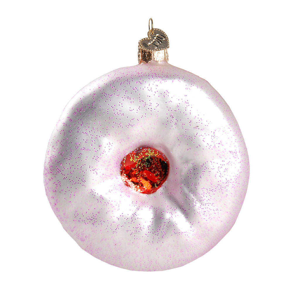 Food and Drink Frosted Donut-White - No Box by Old World Christmas (Newer)-1