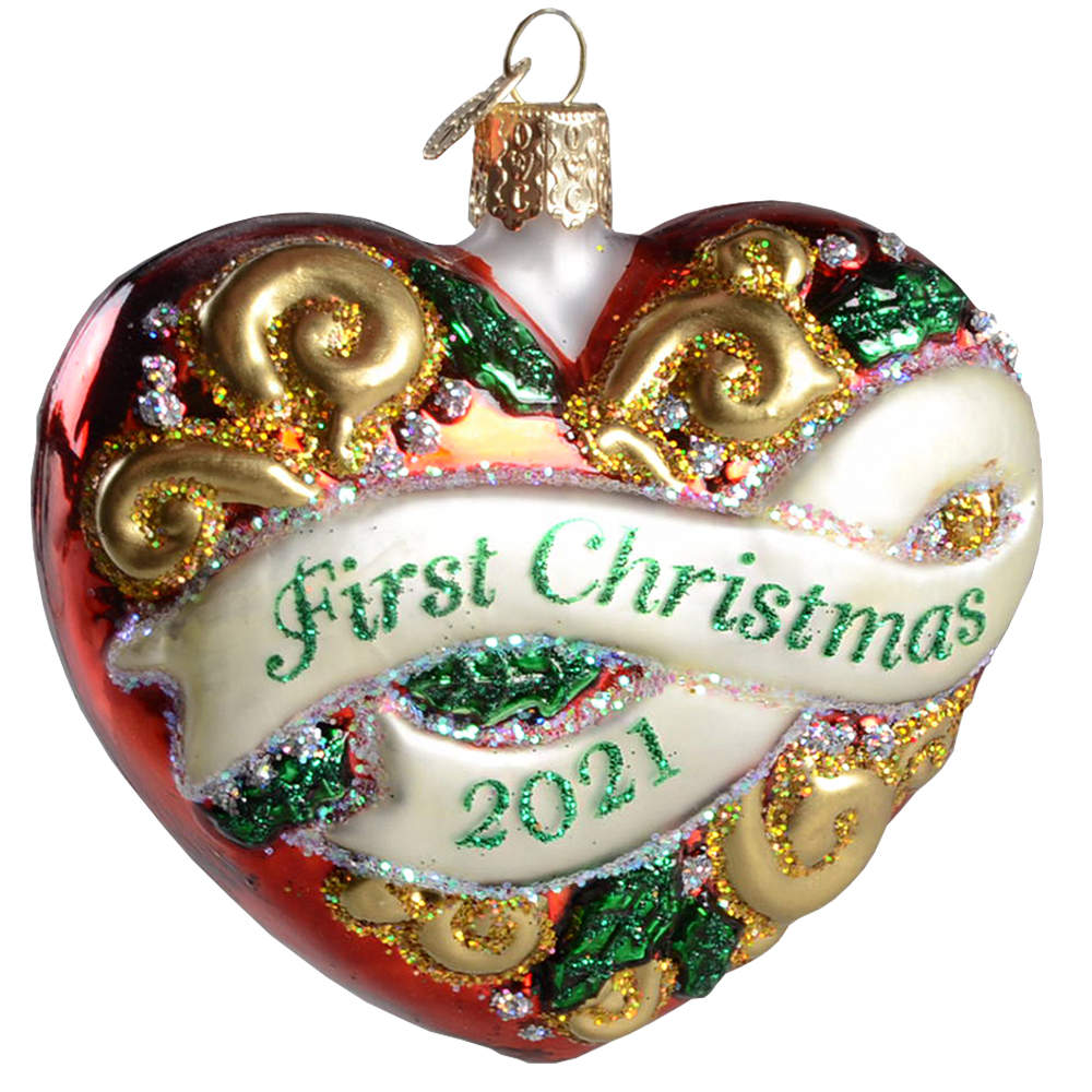 First Christmas Heart 2021-First Christmas Heart - No Box by Old World Christmas (Newer)-1