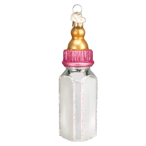 Old World Christmas Baby Bottle-Pink - Nb657, No Box by Old World Christmas (Newer)-1