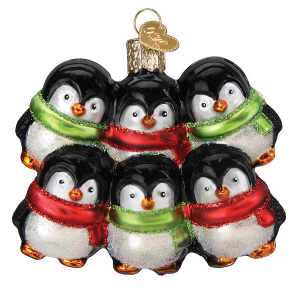 Old World Christmas Penguin Family Of 6 - No Box Nb3619 by Old World Christmas (Newer)-1