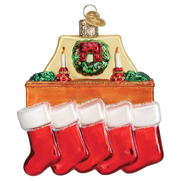 Old World Christmas Family Of 5 Stockings - No Box Nb3534 by Old World Christmas (Newer)-1