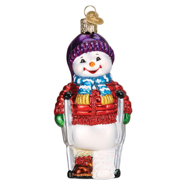 Old World Christmas Snowman With Crutches - No Box Nb3491 by Old World Christmas (Newer)-1