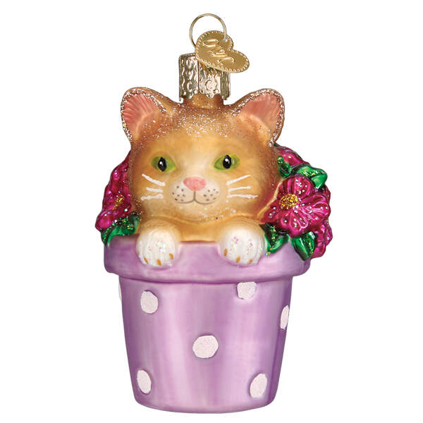 Animals Kitten In Flower Pot - Nb664, No Box by Old World Christmas (Newer)-1