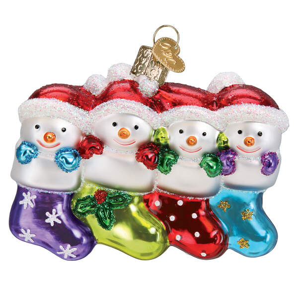 Old World Christmas Snow Family Of 4 - No Box Nb3388 by Old World Christmas (Newer)-1