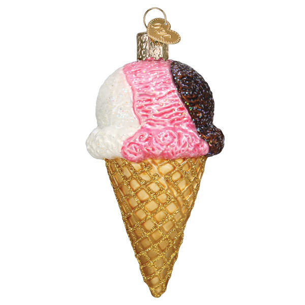Old World Christmas Neapolitan Ice Cream Cone - No Box Nb3348 by Old World Christmas (Newer)-1