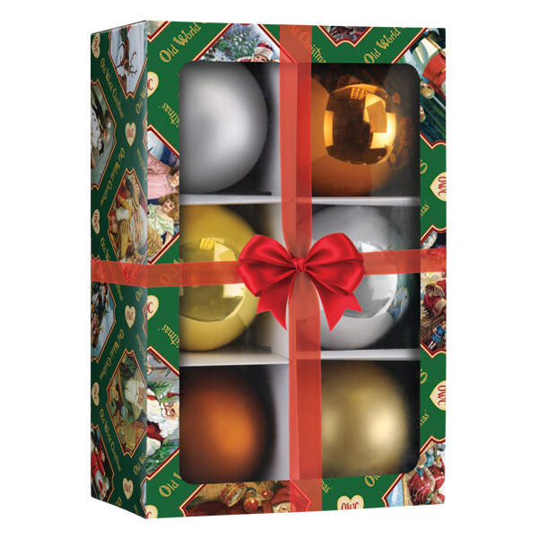 Glass Ball Sets Metallics Balls-Set Of 6 - Boxed by Old World Christmas (Newer)-1