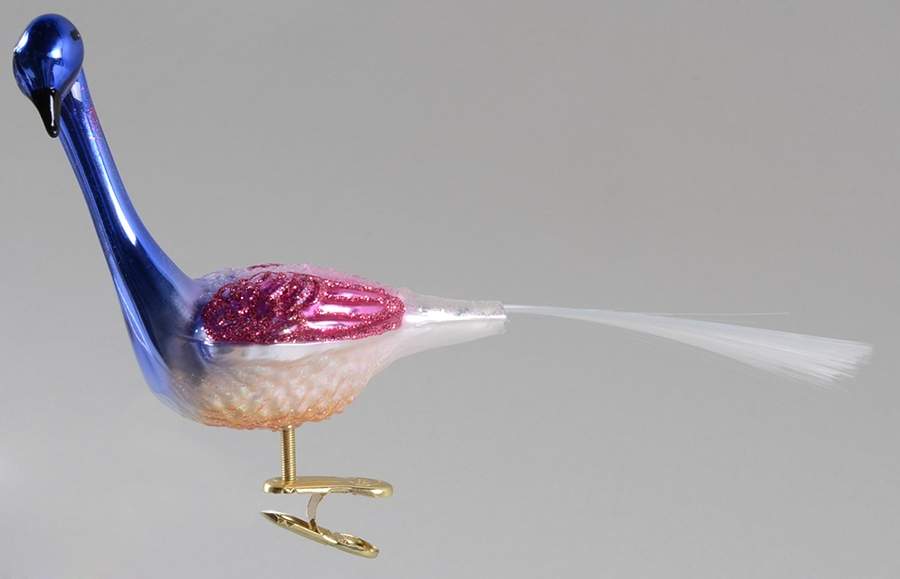 Birds - Clip-On Winter Wonderland Peacock-Pink - No Box by Old World Christmas (Newer)-1