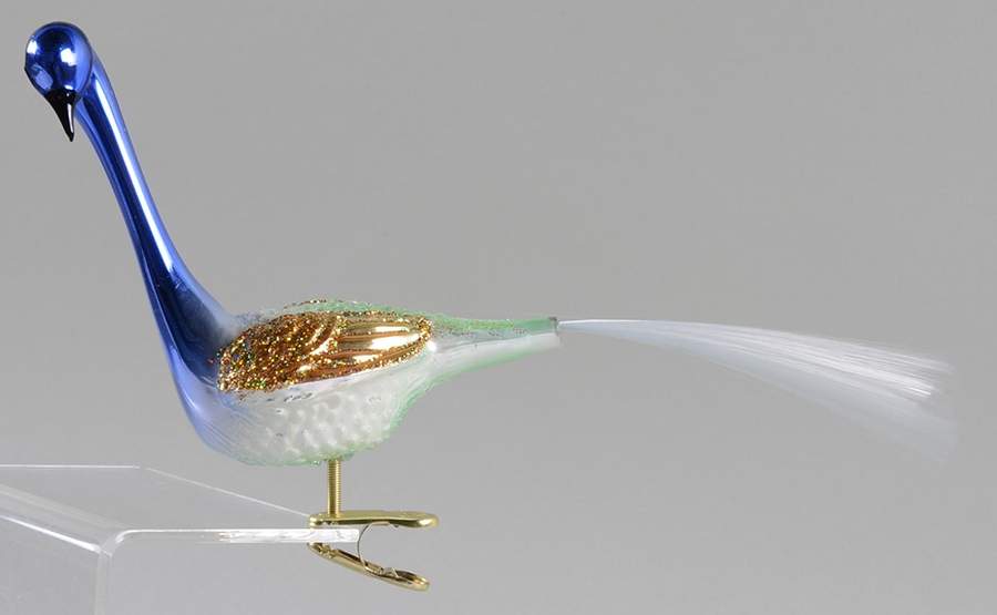 Birds - Clip-On Winter Wonderland Peacock-Green - No Box by Old World Christmas (Newer)-1