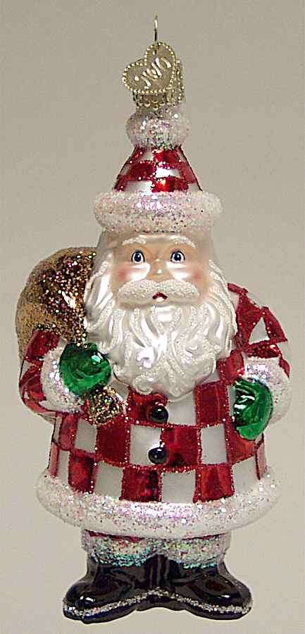 Santa and Mrs Claus Checkerboard Santa - No Box by Old World Christmas (Newer)-1