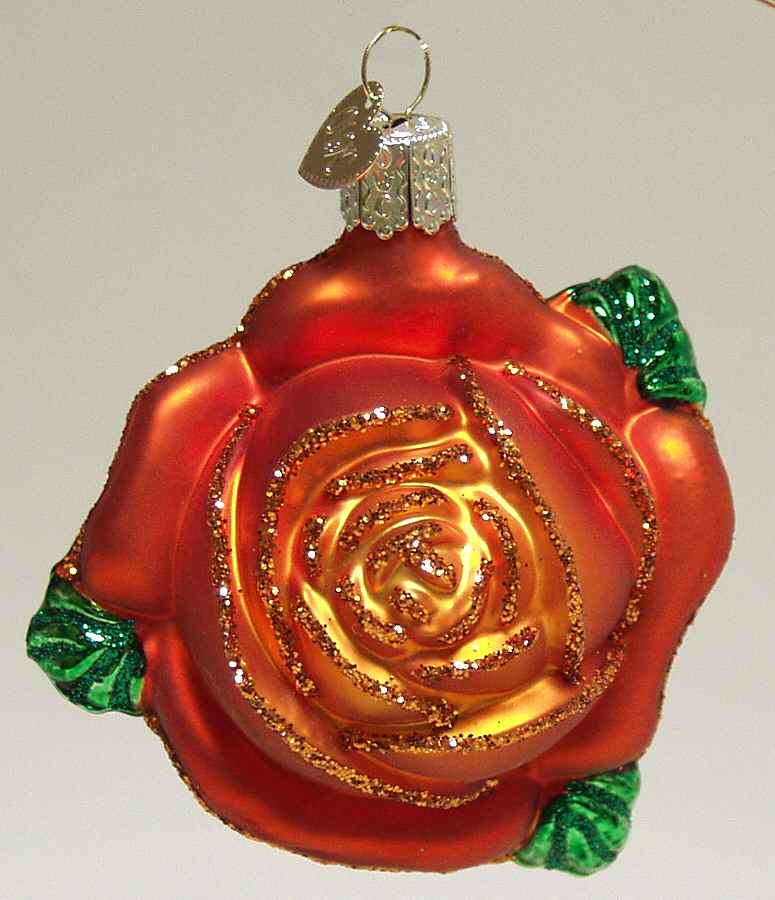 Flowers & Plants Rose-Orange - No Box by Old World Christmas (Newer)-1