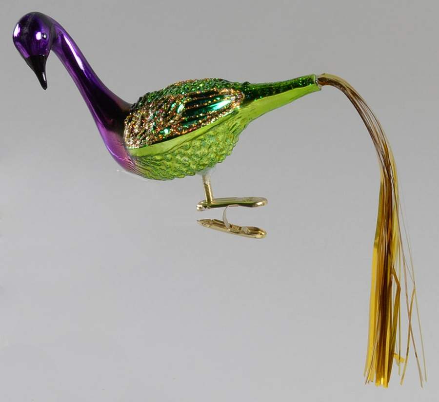 Birds - Clip-On Mardi Gras Peacock - No Box by Old World Christmas (Newer)-1