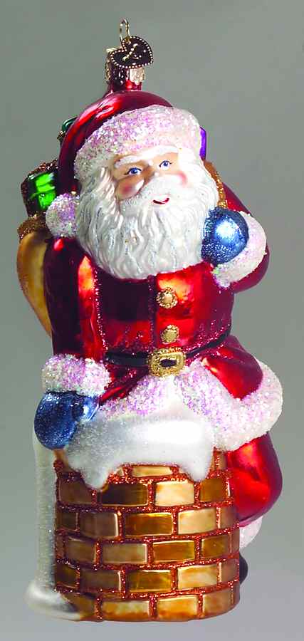Santa and Mrs Claus Santa In Chimney-Large - No Box by Old World Christmas (Newer)-1