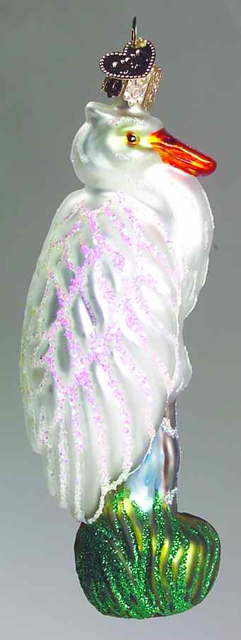 Birds-Hanging Great White Egret - No Box by Old World Christmas (Newer)-1