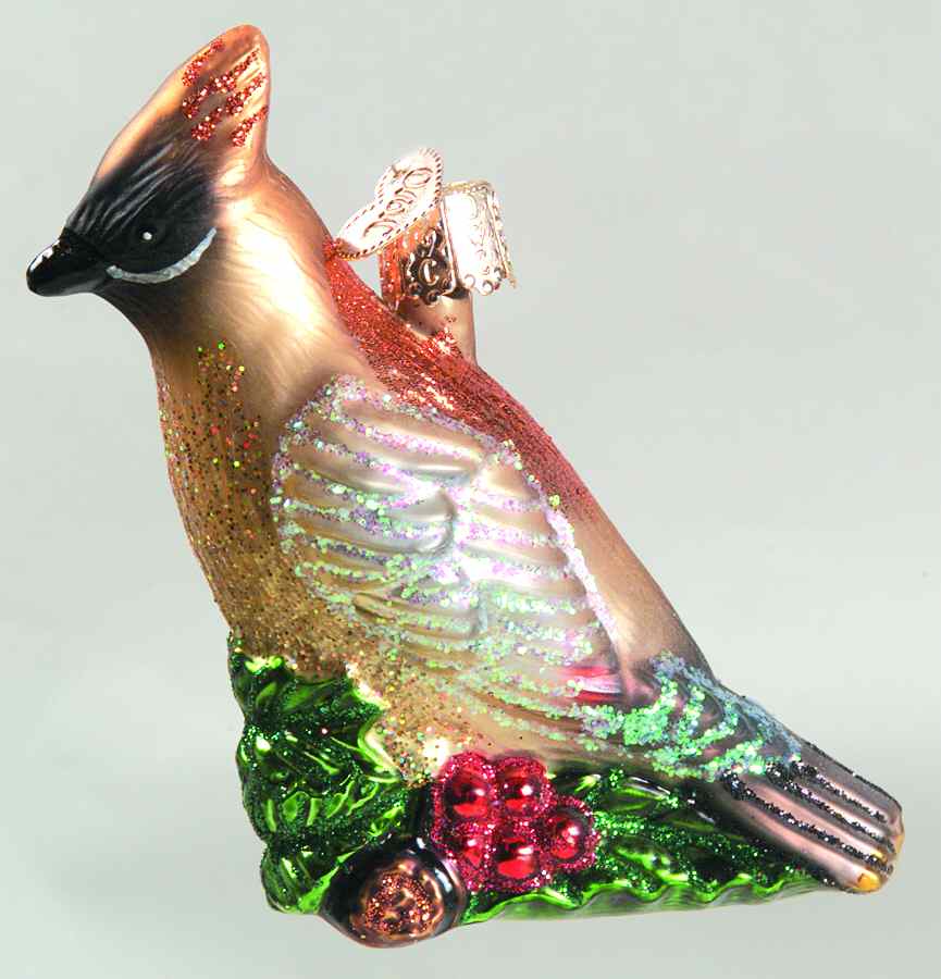 Birds-Hanging Waxwing - No Box by Old World Christmas (Newer)-1