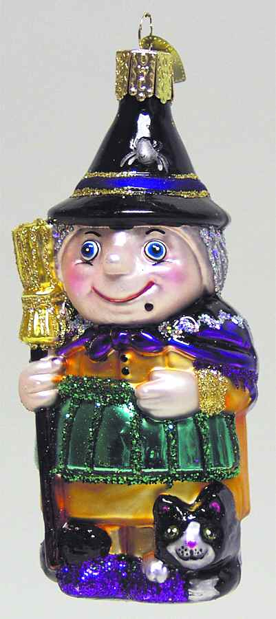 Halloween Witch With Cat - No Box by Old World Christmas (Newer)-1