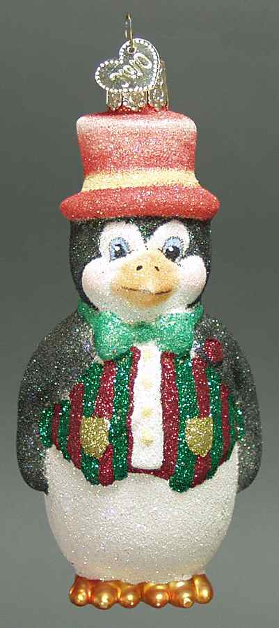 Birds-Hanging Glistening Gentleman Penguin - No Box by Old World Christmas (Newer)-1