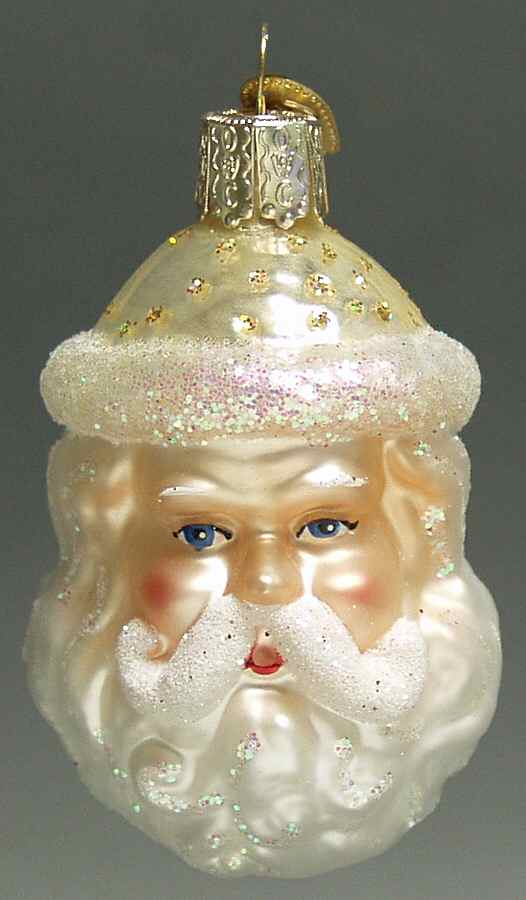 Santa and Mrs Claus Polka Dot Santa Head - Gold - No Box by Old World Christmas (Newer)-1