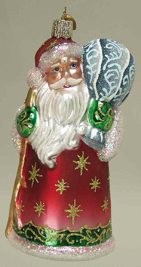 Santa and Mrs Claus Glistening Folk Santa  - No Box by Old World Christmas (Newer)-1