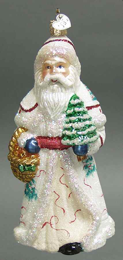 Santa and Mrs Claus Glistening Red Ribbon Santa - No Box by Old World Christmas (Newer)-1