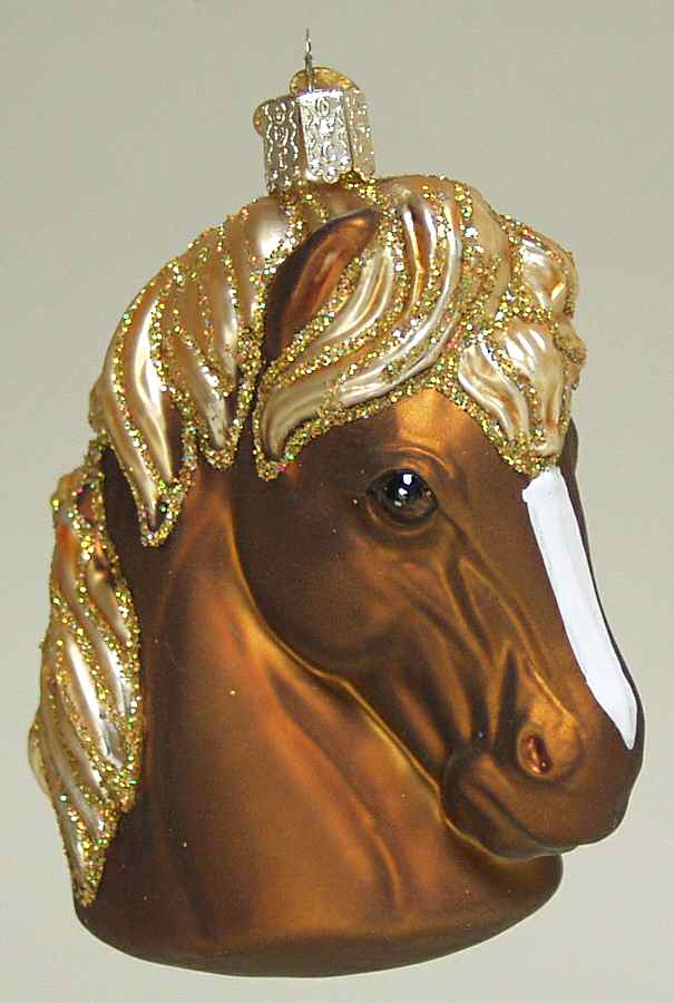 Animals Horse Head - Brown W/ White - No Box 104e by Old World Christmas (Newer)-1