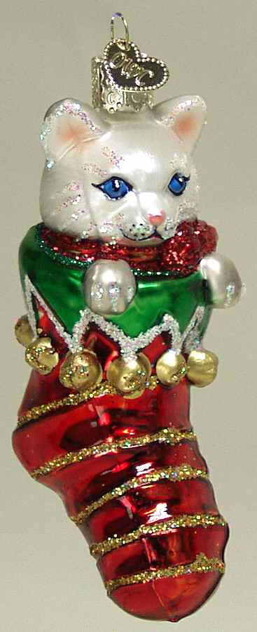 Animals Kitten In Stocking - No Box by Old World Christmas (Newer)-1