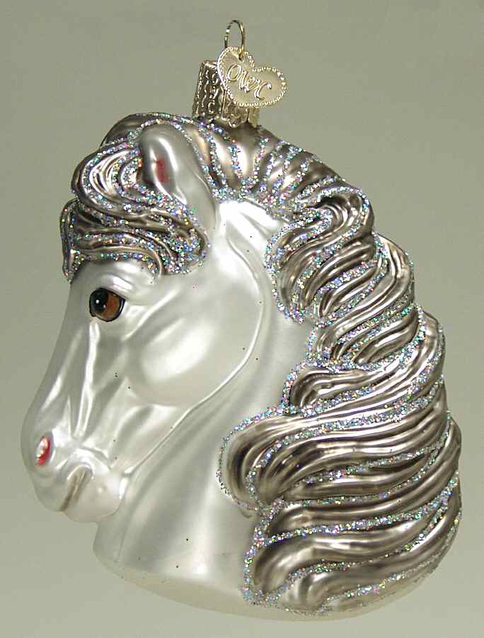 Animals Horse Head - Grey - No Box 104f by Old World Christmas (Newer)-1