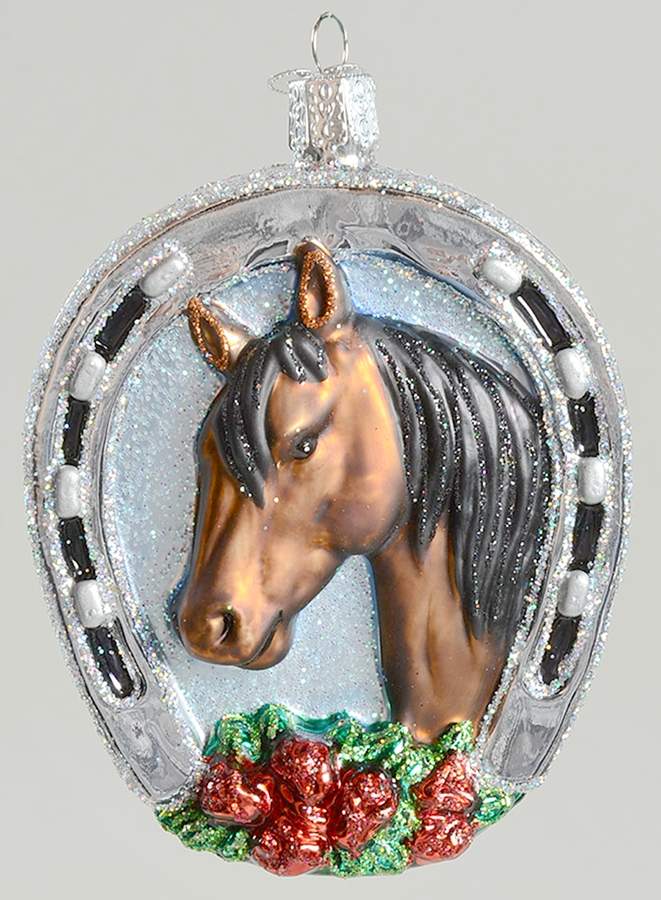 Old World Christmas Winner-Brown-Horse In Horseshoe - No Box Nb2211 by Old World Christmas (Newer)-1